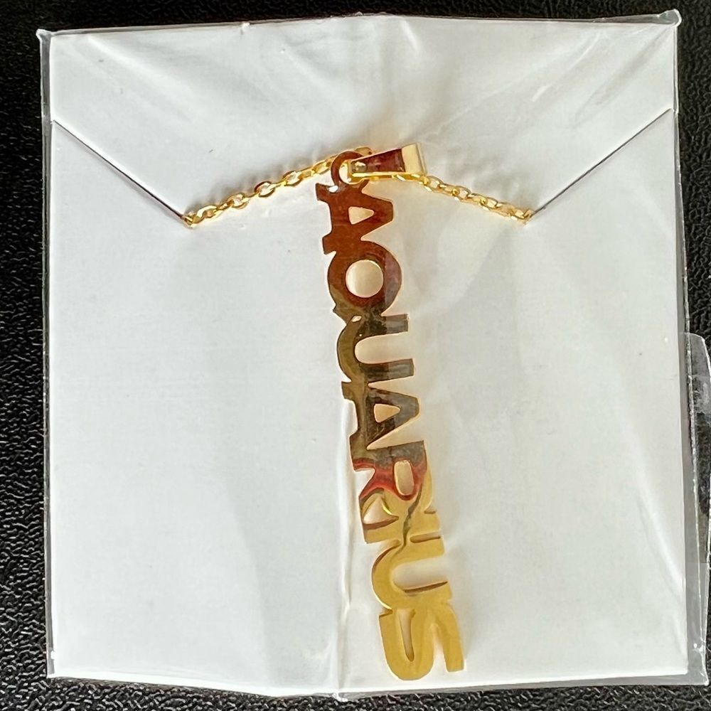 Gold Personality Zodiac vertical Necklaces, Horoscope pendants Star sign